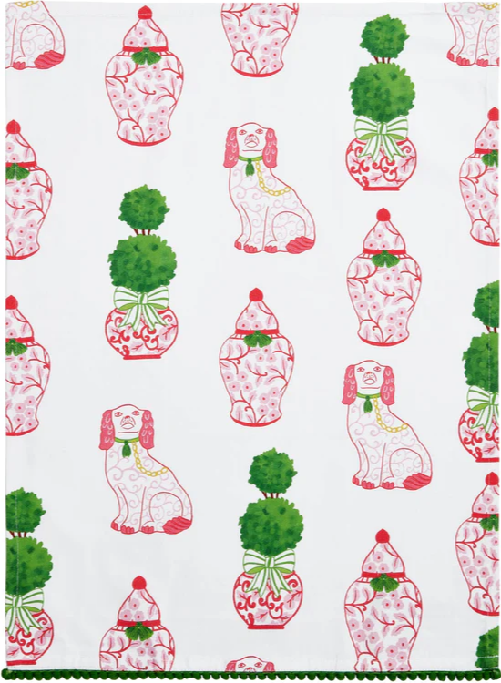 Chinoiserie Inspired Dog Themed Hand Towels