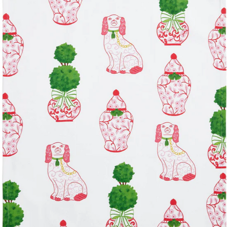 Chinoiserie Inspired Dog Themed Hand Towels