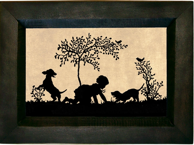 Child with Dachshunds Framed Print