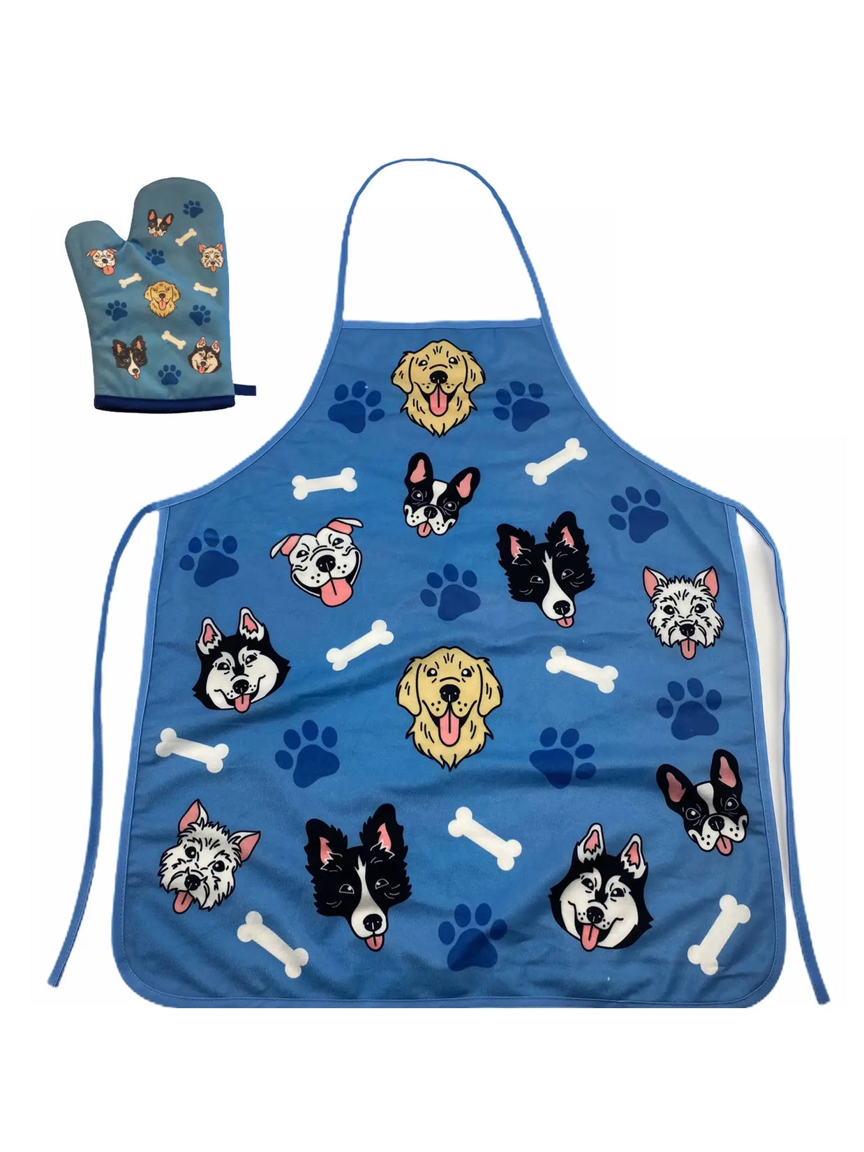 Dog, Paw, and Bone Patterned Oven Mitt & Apron