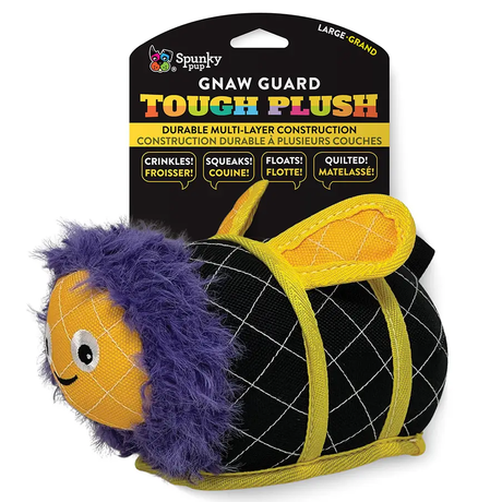 Tough Plush Neon Bee Dog Toy