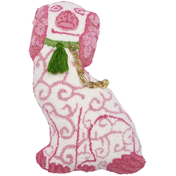 Staffordshire Style Dog Shaped Hook & Latch Pillow