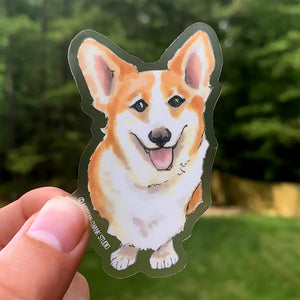 Clear Vinyl Corgi Sticker by Morgan Swank Studio