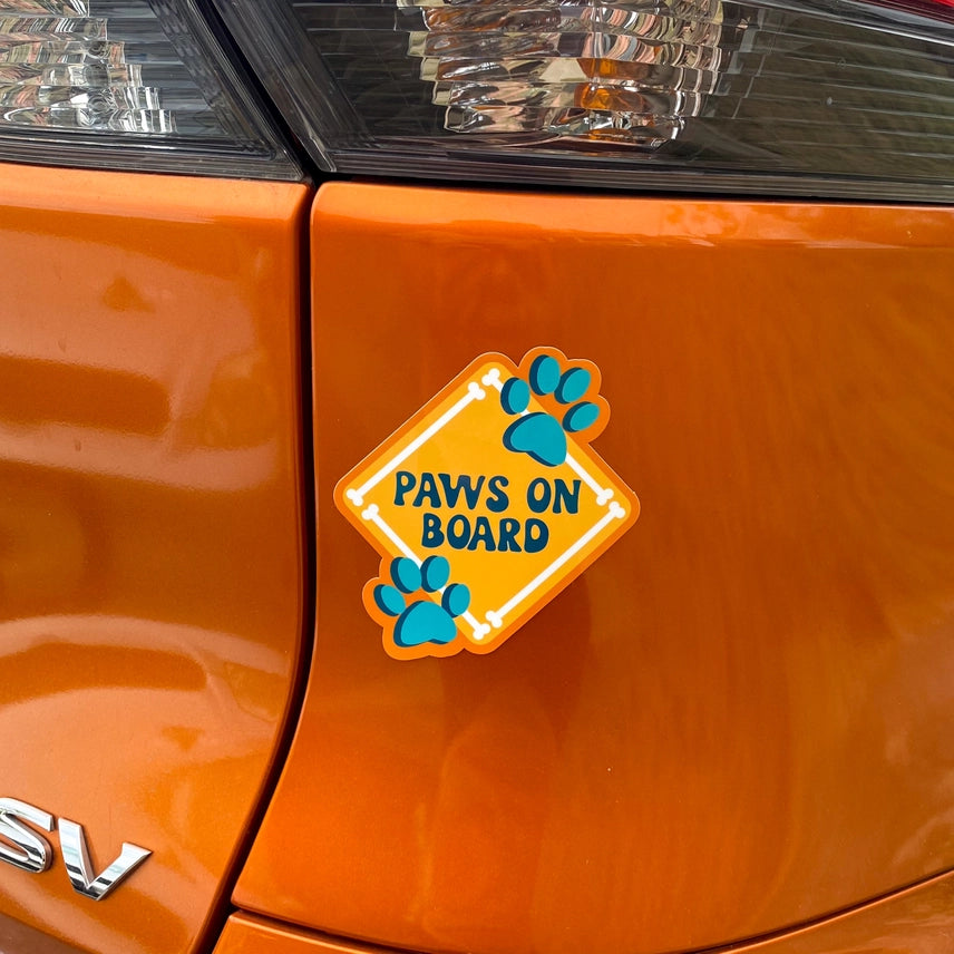 Paws on Board Car Magnet