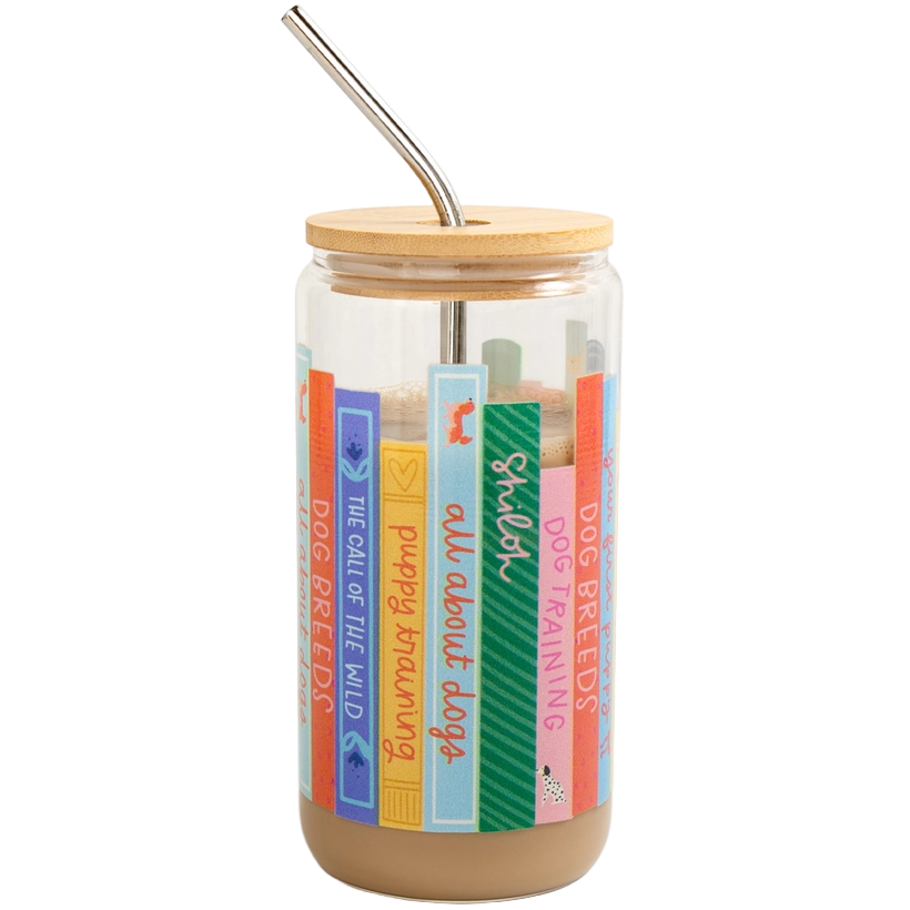 Dog Books Glass 16oz Tumbler