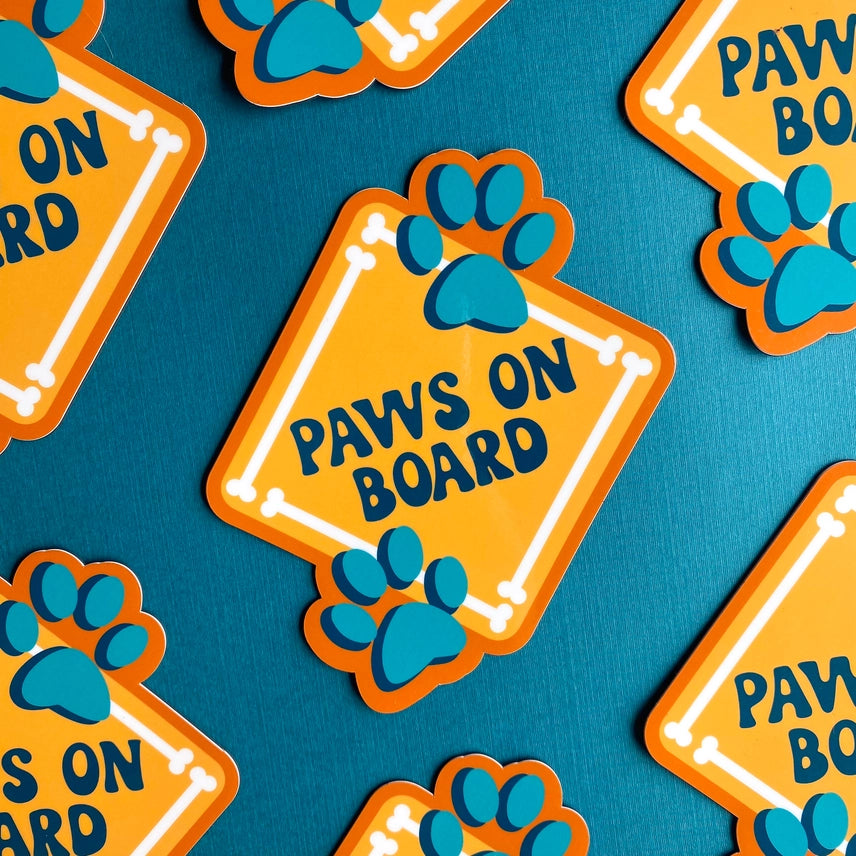 Paws on Board Car Magnet
