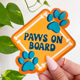 Paws on Board Car Magnet