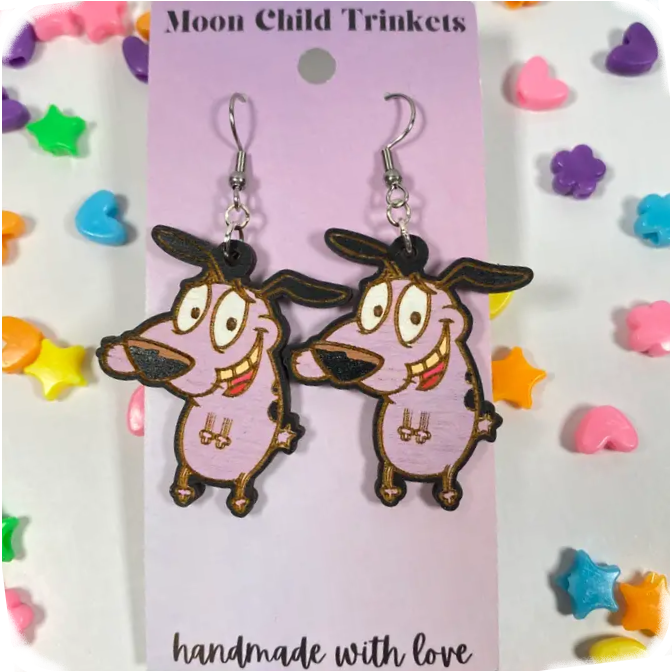 Dog & Art Themed Hand Painted Wooden Earrings