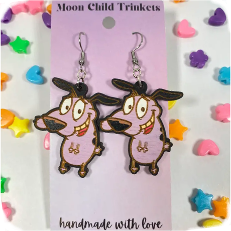 Dog & Art Themed Hand Painted Wooden Earrings