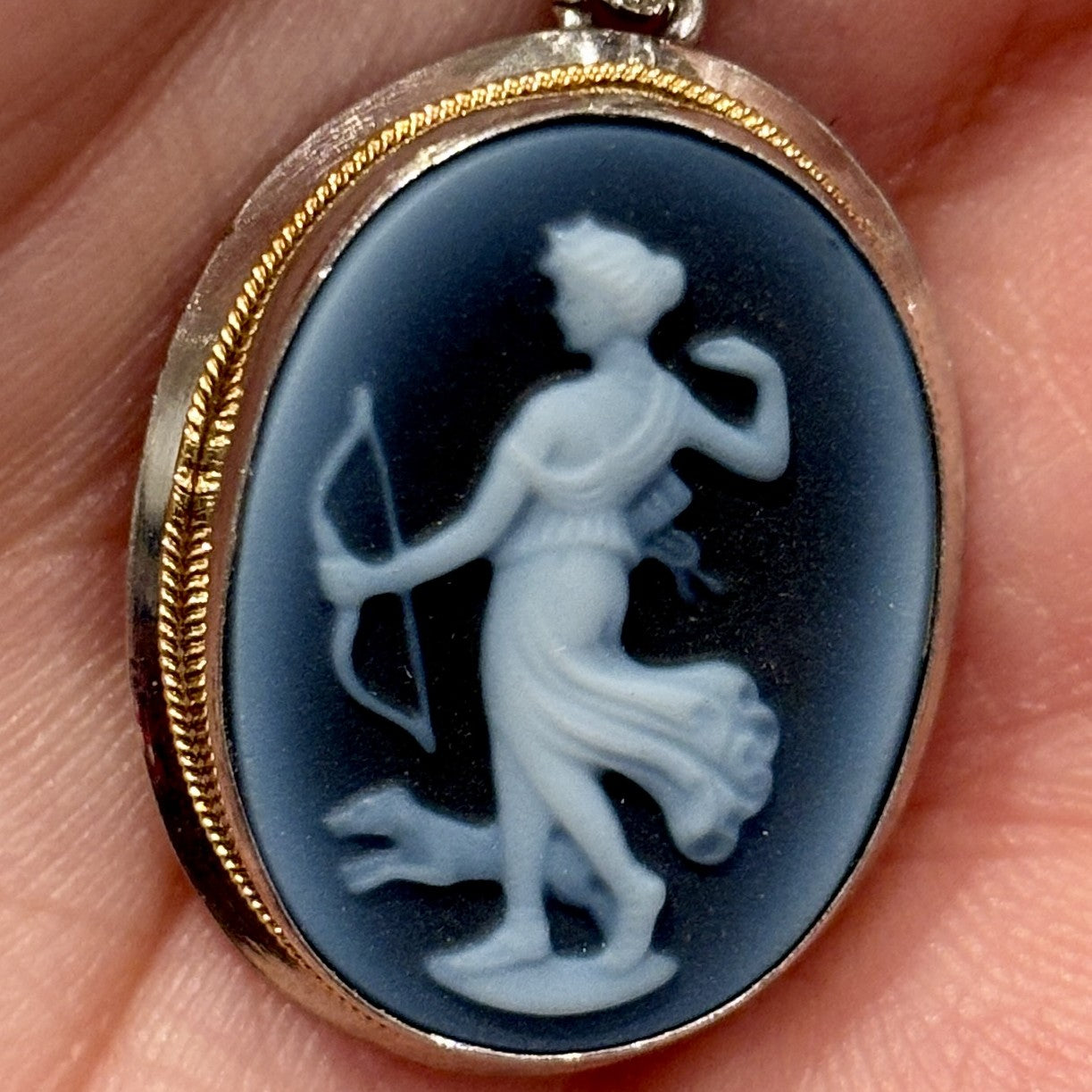 Agate Dog Cameo Necklaces