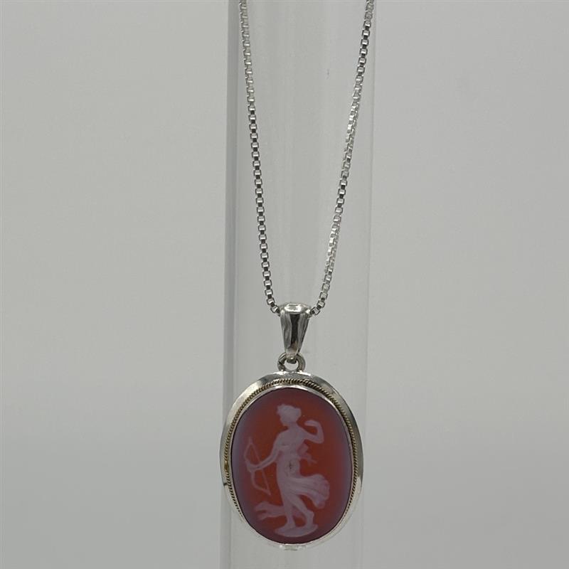 Agate Dog Cameo Necklaces