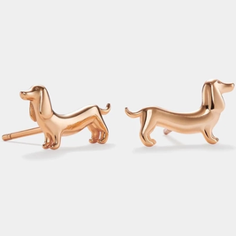 Dachshund Sterling Silver Rose Gold Stud Earrings