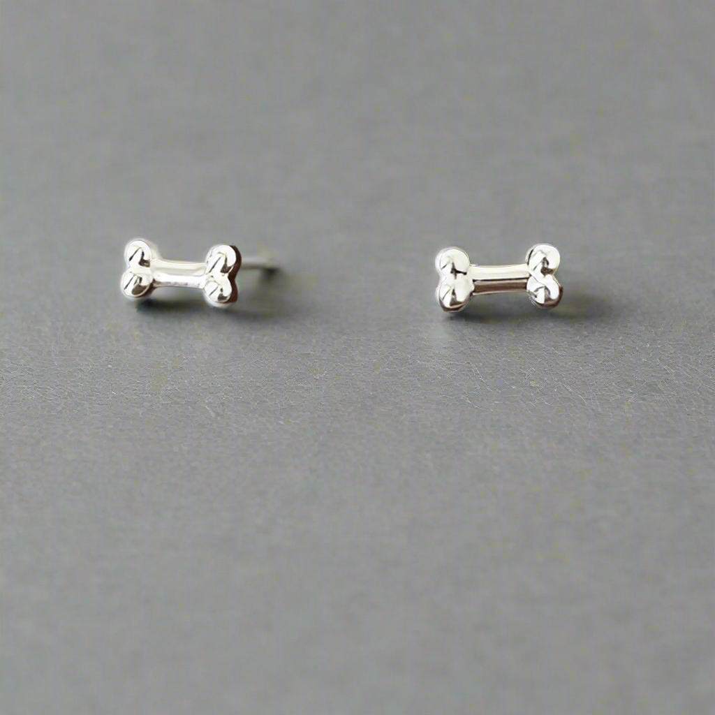 Small Dog Bone Stud Earrings