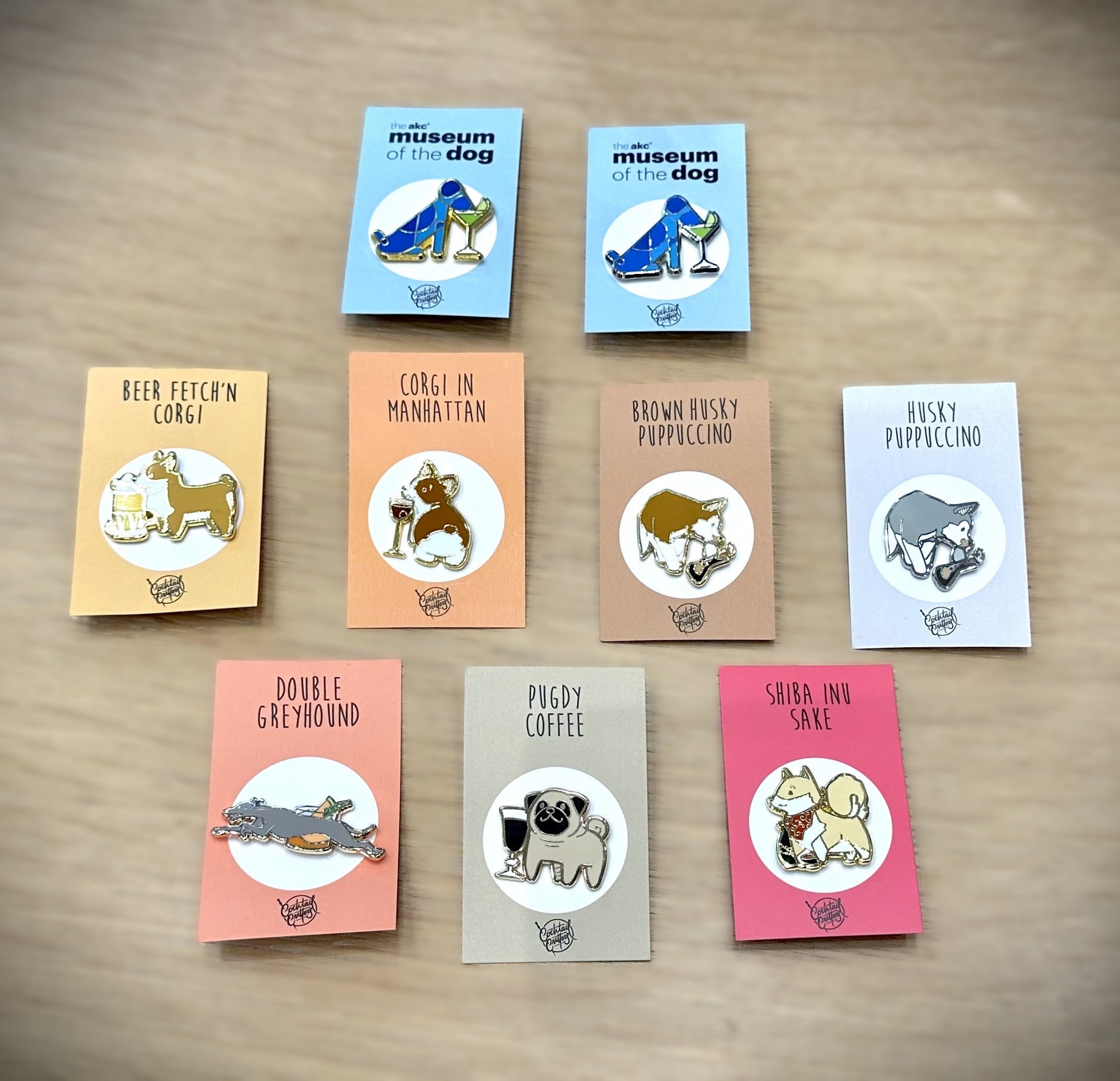 Dogs with Drinks Enamel Pins