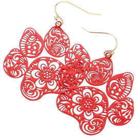 Metal Filigree Dog Paw Earrings