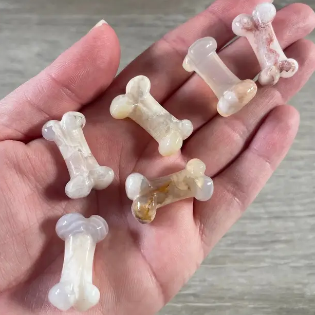 Small Carved Crystal Dog's Bone in Multiple Gem Varities