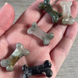 Small Carved Crystal Dog's Bone in Multiple Gem Varities