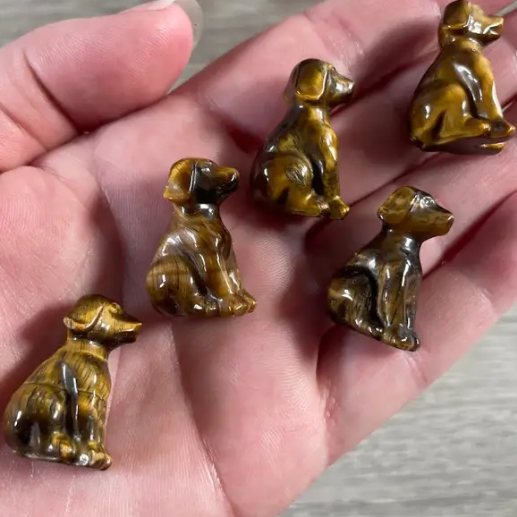 Mini Carved Crystal Labradors in Various Gemstones and Minerals