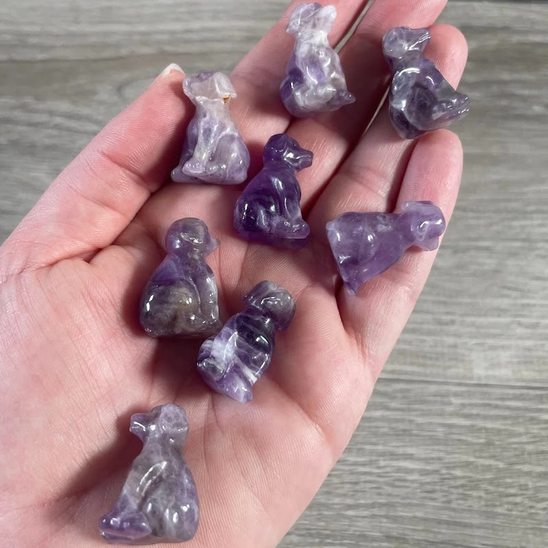 Mini Carved Crystal Labradors in Various Gemstones and Minerals