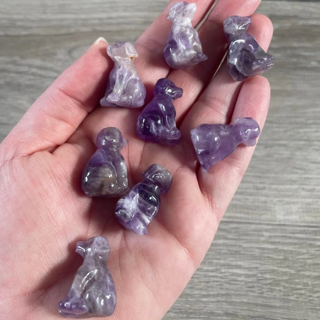 Mini Carved Crystal Labradors in Various Gemstones and Minerals