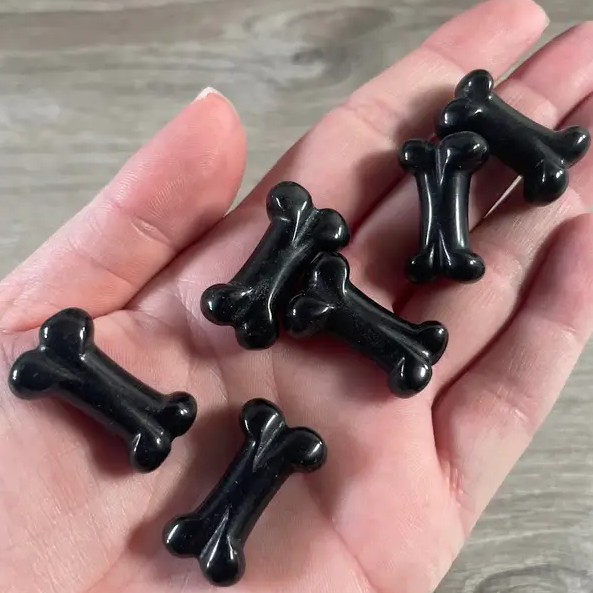 Small Carved Crystal Dog's Bone in Multiple Gem Varities