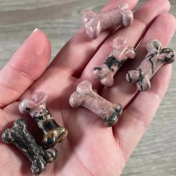 Small Carved Crystal Dog's Bone in Multiple Gem Varities