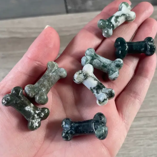 Small Carved Crystal Dog's Bone in Multiple Gem Varities