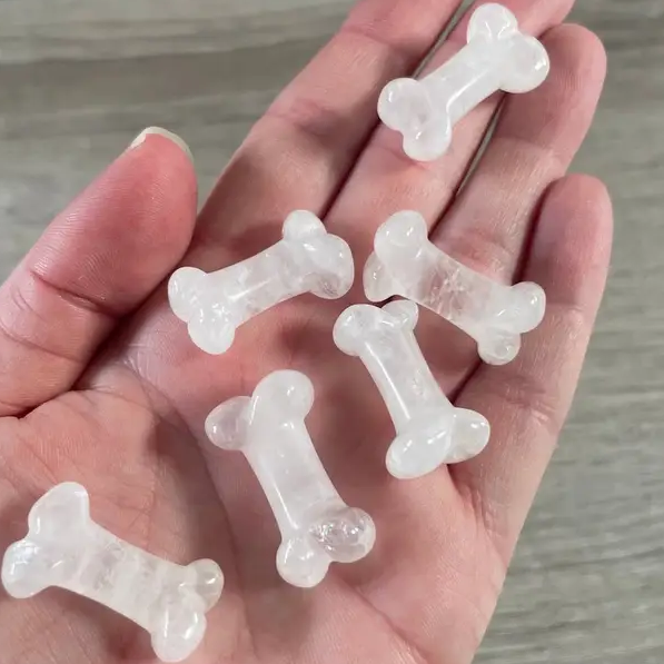 Small Carved Crystal Dog's Bone in Multiple Gem Varities