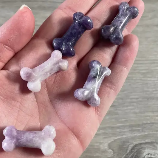 Small Carved Crystal Dog's Bone in Multiple Gem Varities
