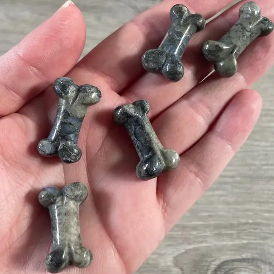Small Carved Crystal Dog's Bone in Multiple Gem Varities