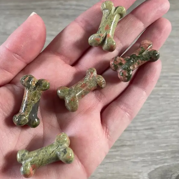 Small Carved Crystal Dog's Bone in Multiple Gem Varities