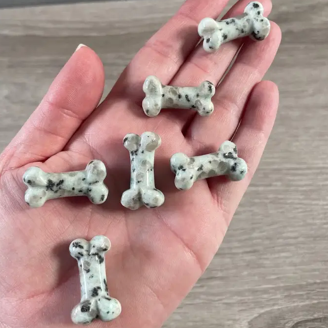 Small Carved Crystal Dog's Bone in Multiple Gem Varities