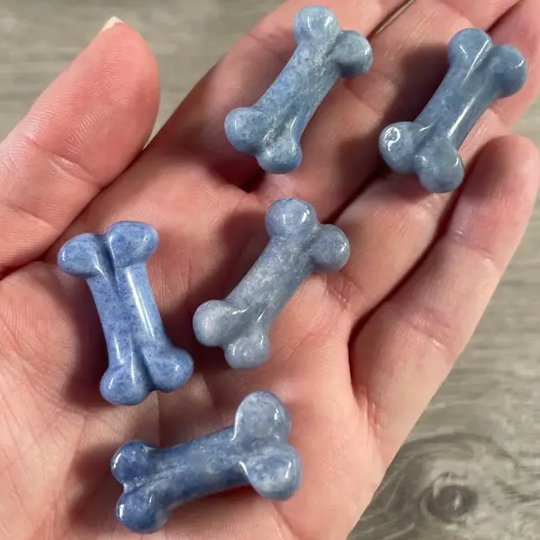 Small Carved Crystal Dog's Bone in Multiple Gem Varities