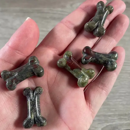 Small Carved Crystal Dog's Bone in Multiple Gem Varities
