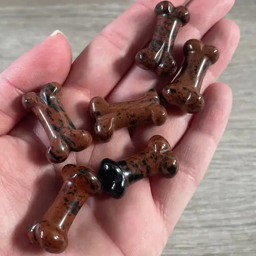 Small Carved Crystal Dog's Bone in Multiple Gem Varities