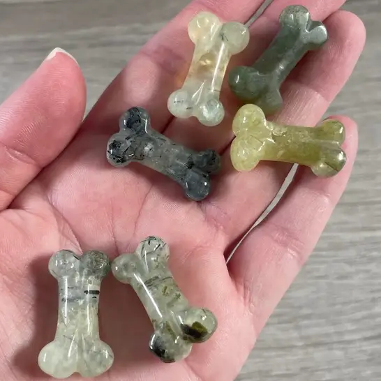 Small Carved Crystal Dog's Bone in Multiple Gem Varities