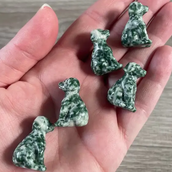 Mini Carved Crystal Labradors in Various Gemstones and Minerals