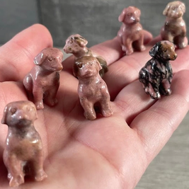Mini Carved Crystal Labradors in Various Gemstones and Minerals