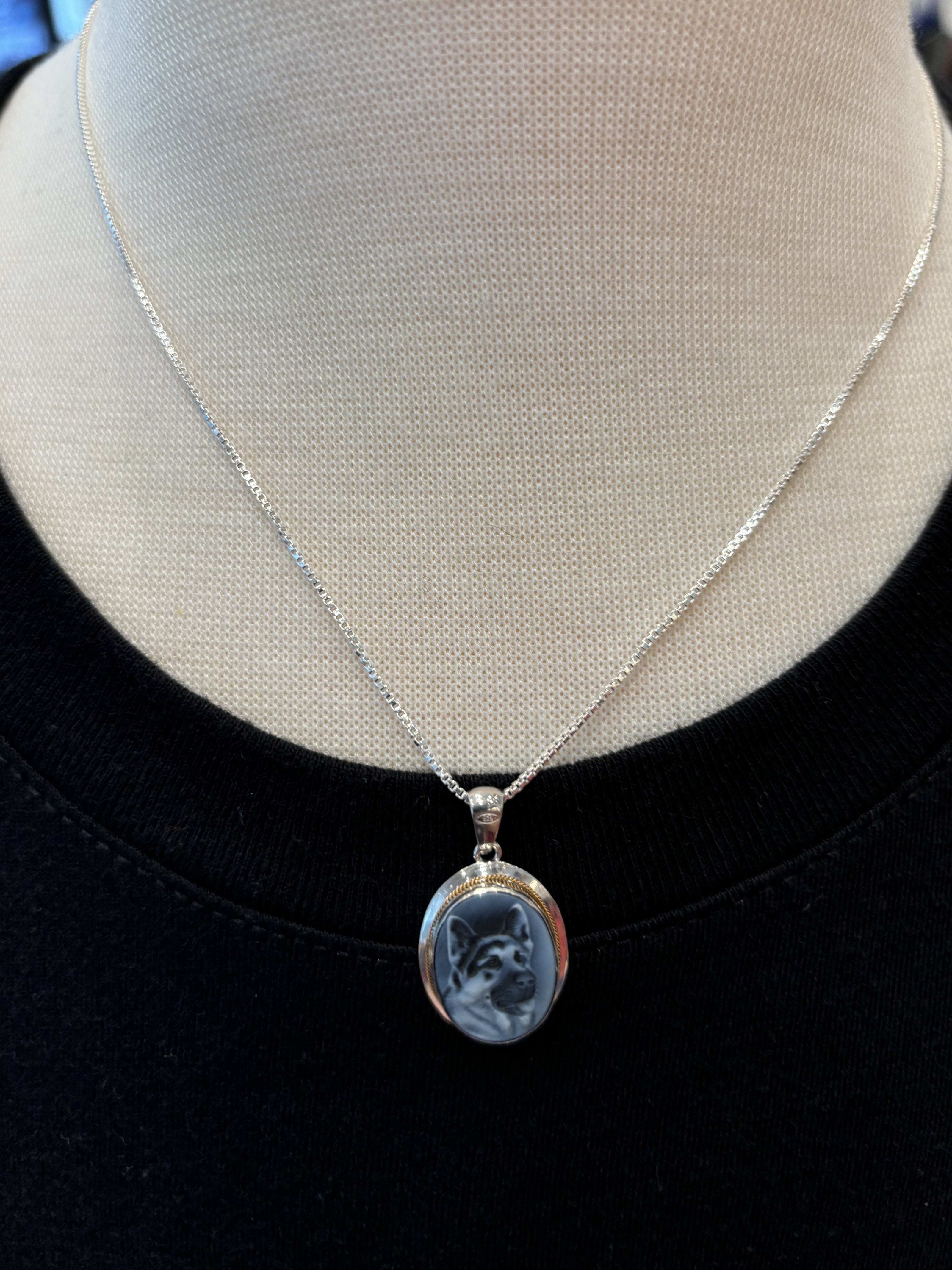 Agate Dog Cameo Necklaces