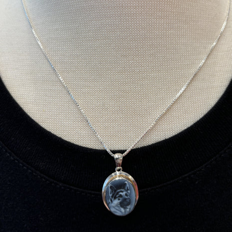 Agate Dog Cameo Necklaces