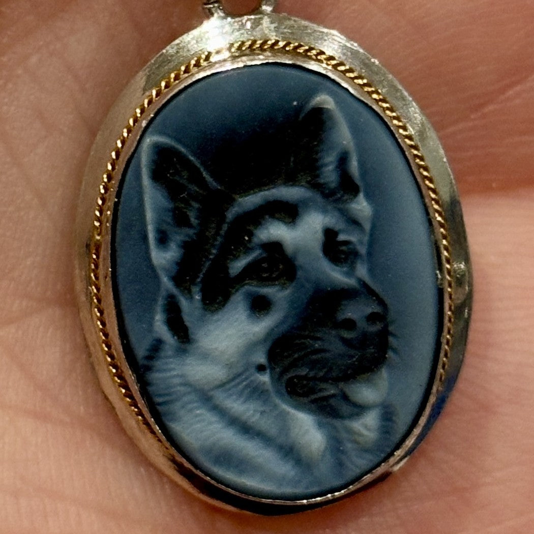 Agate Dog Cameo Necklaces