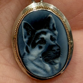 Agate Dog Cameo Necklaces