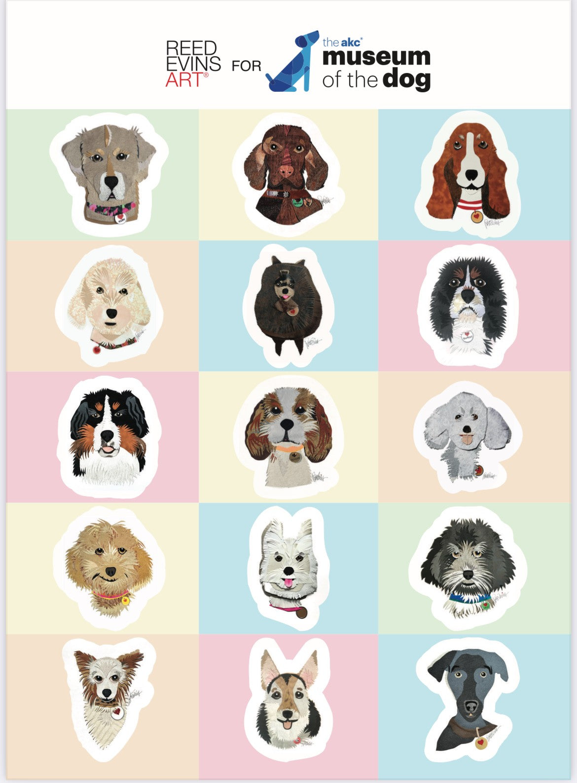 15 Dog Breeds Sticker Sheet