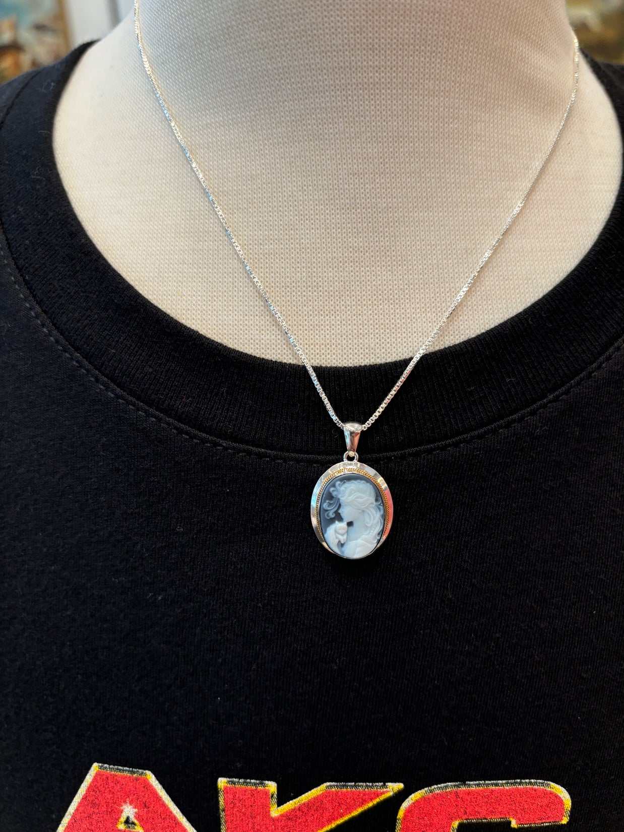 Agate Dog Cameo Necklaces