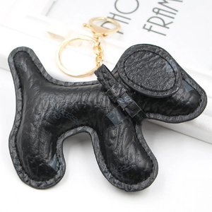 Faux Black Leather Labrador Bag Charm