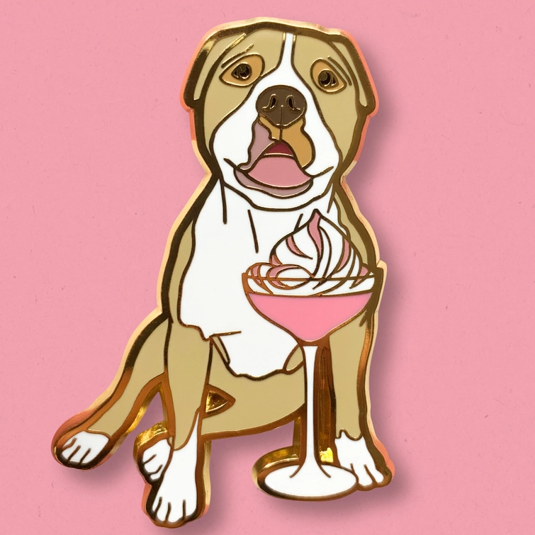 Dogs with Drinks Enamel Pins