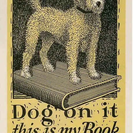 Punny Dog Themed Book Plate Sticker