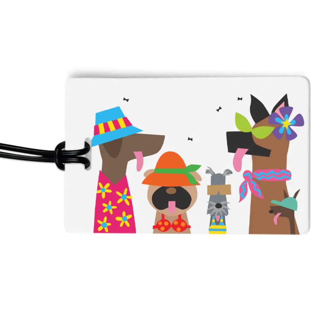 Bold and Colorful Dog Themed Luggage Tags
