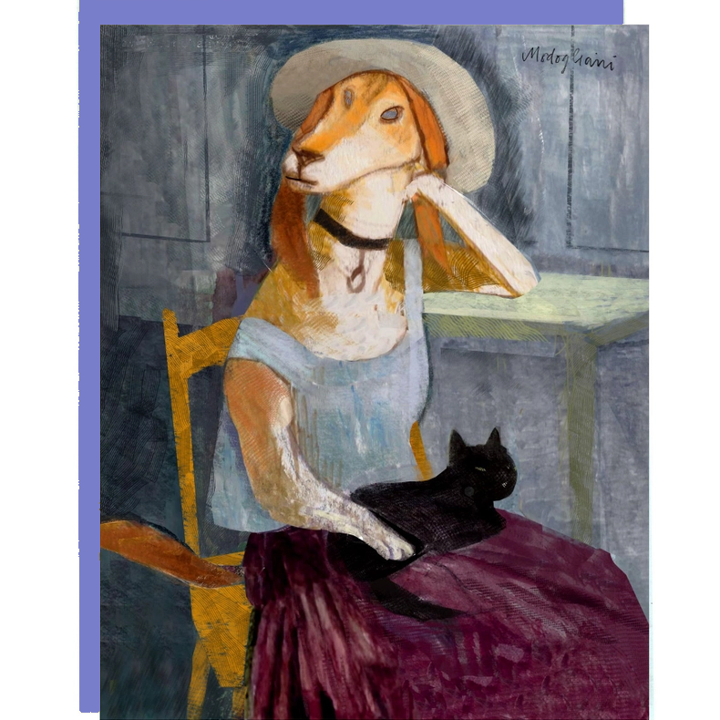 Dog Themed Famous Paintings Collection Blank Greeting Cards