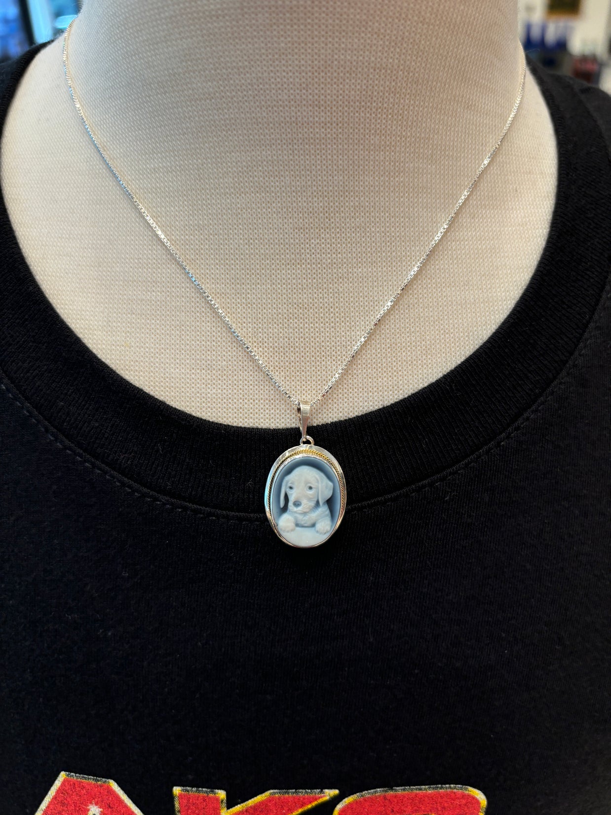 Agate Dog Cameo Necklaces